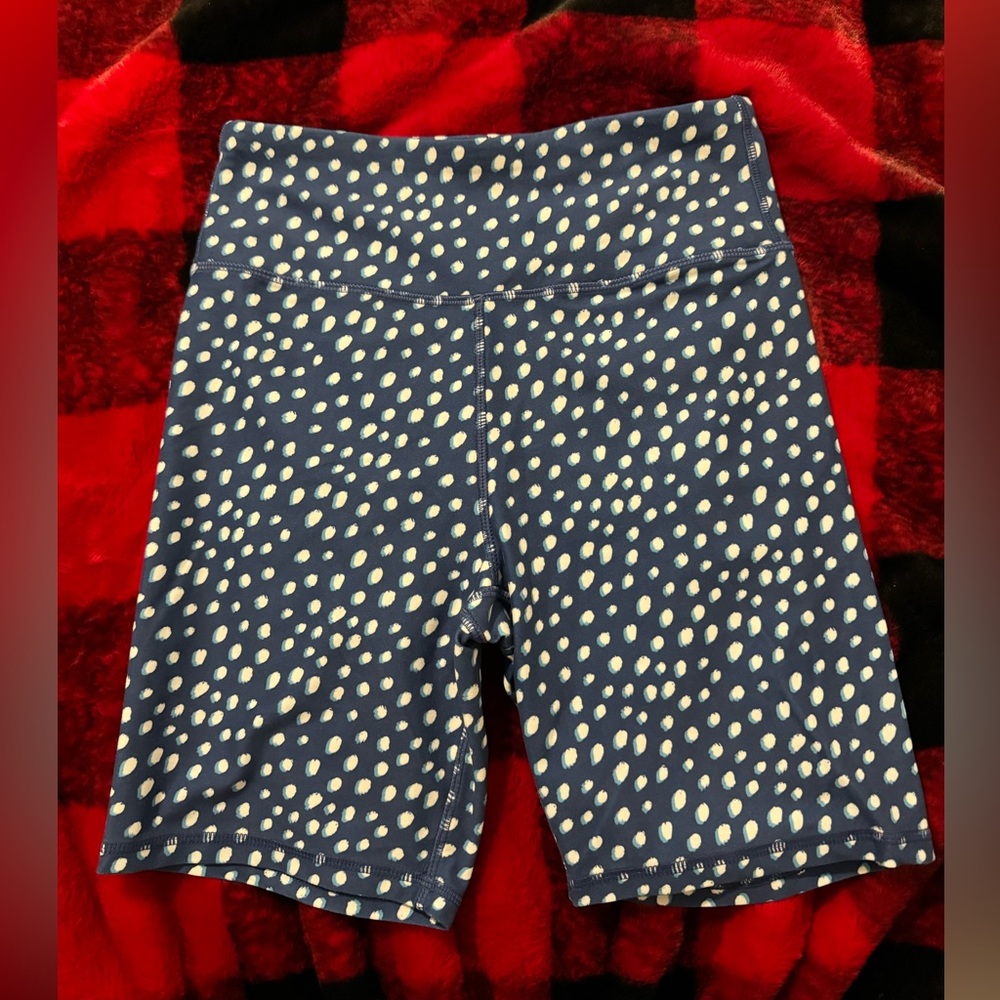 Blue and white biker shorts